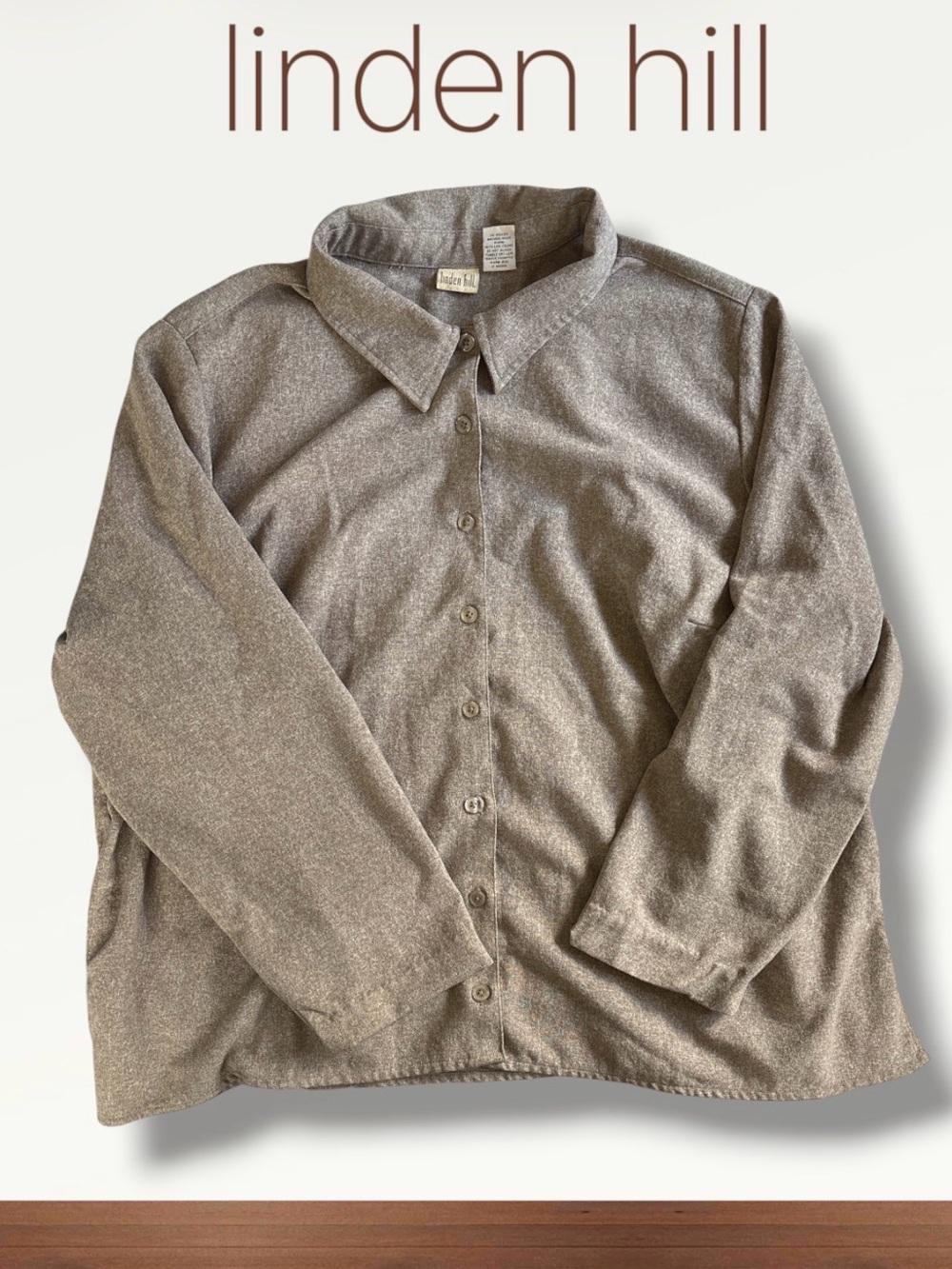 Linden Hill Brown Melange Button Down Shirt Top Size 1X